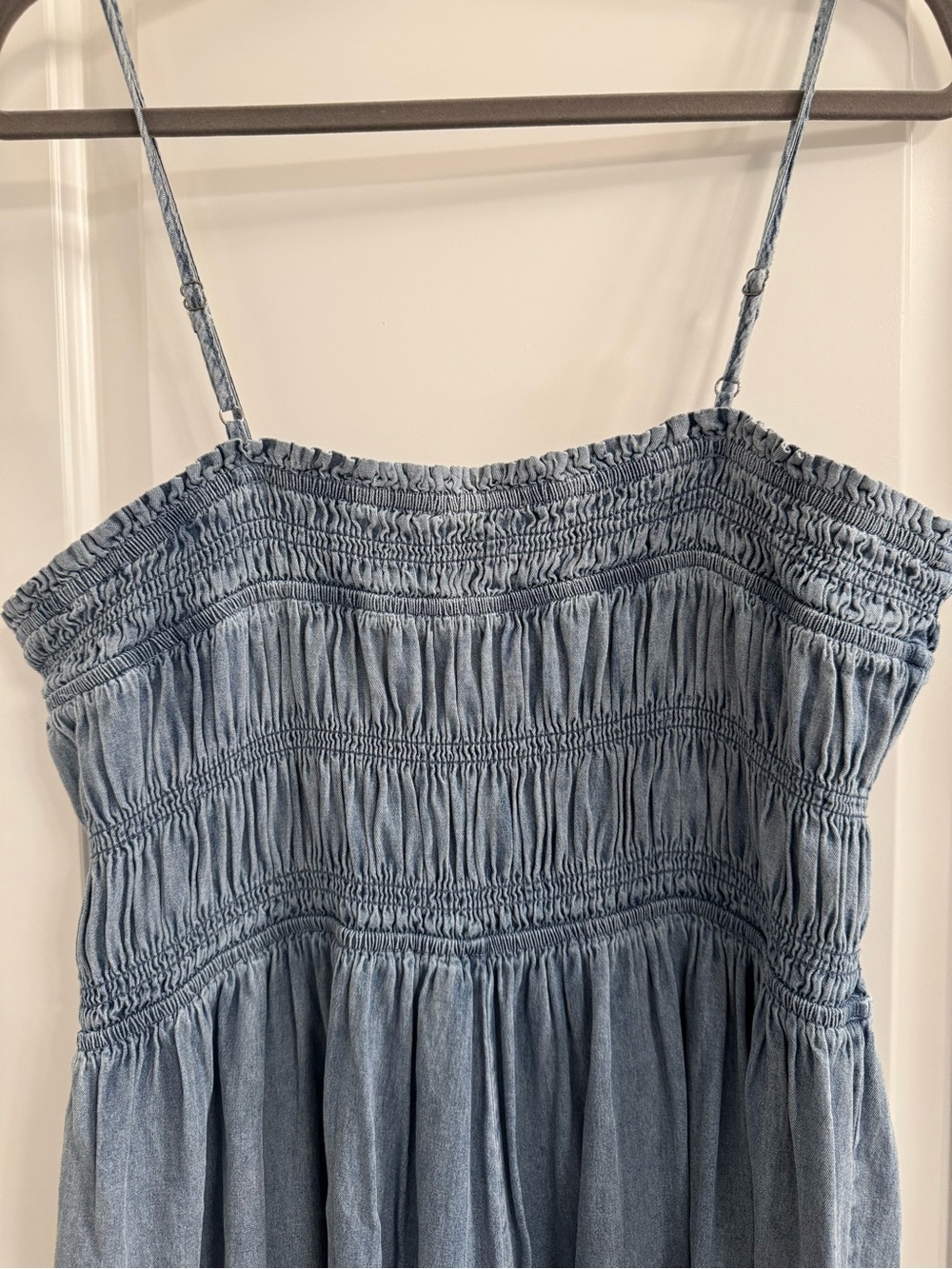 Wide Leg Denim Jumpsuit - Blue - Picture 3 of 4